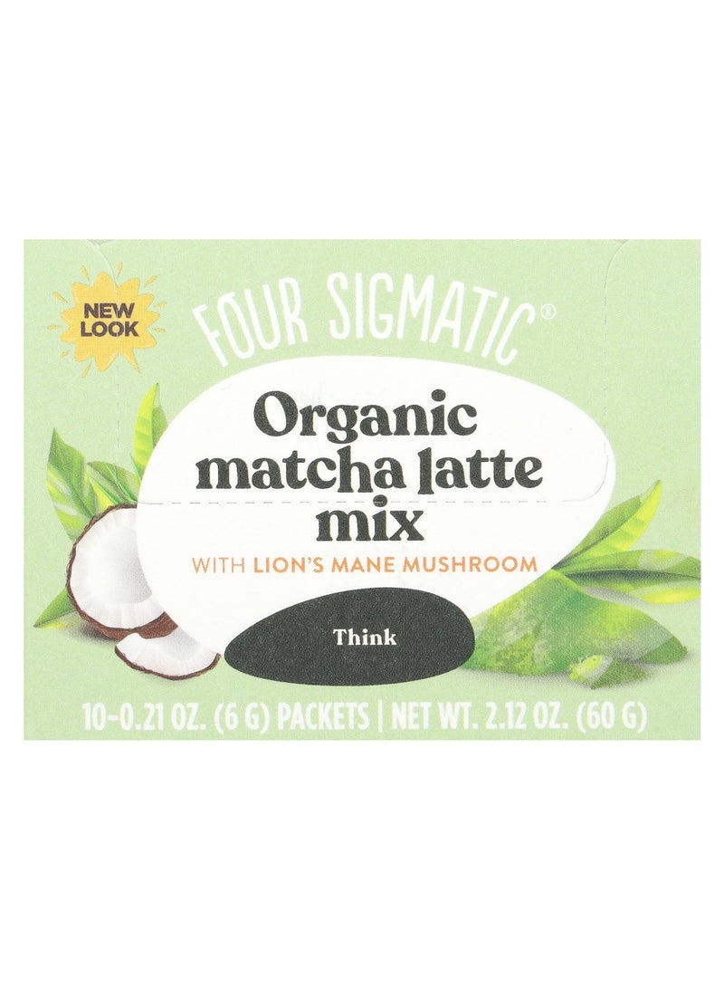 Think, Organic Matcha Latte Mix with Lion's Mane Mushrooms, 10 Packets, 0.21 oz (6 g) Each